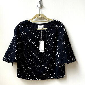 3.1 Phillip Lim Short Sleeved Dark Navy Cotton Blend NWT SZ 4